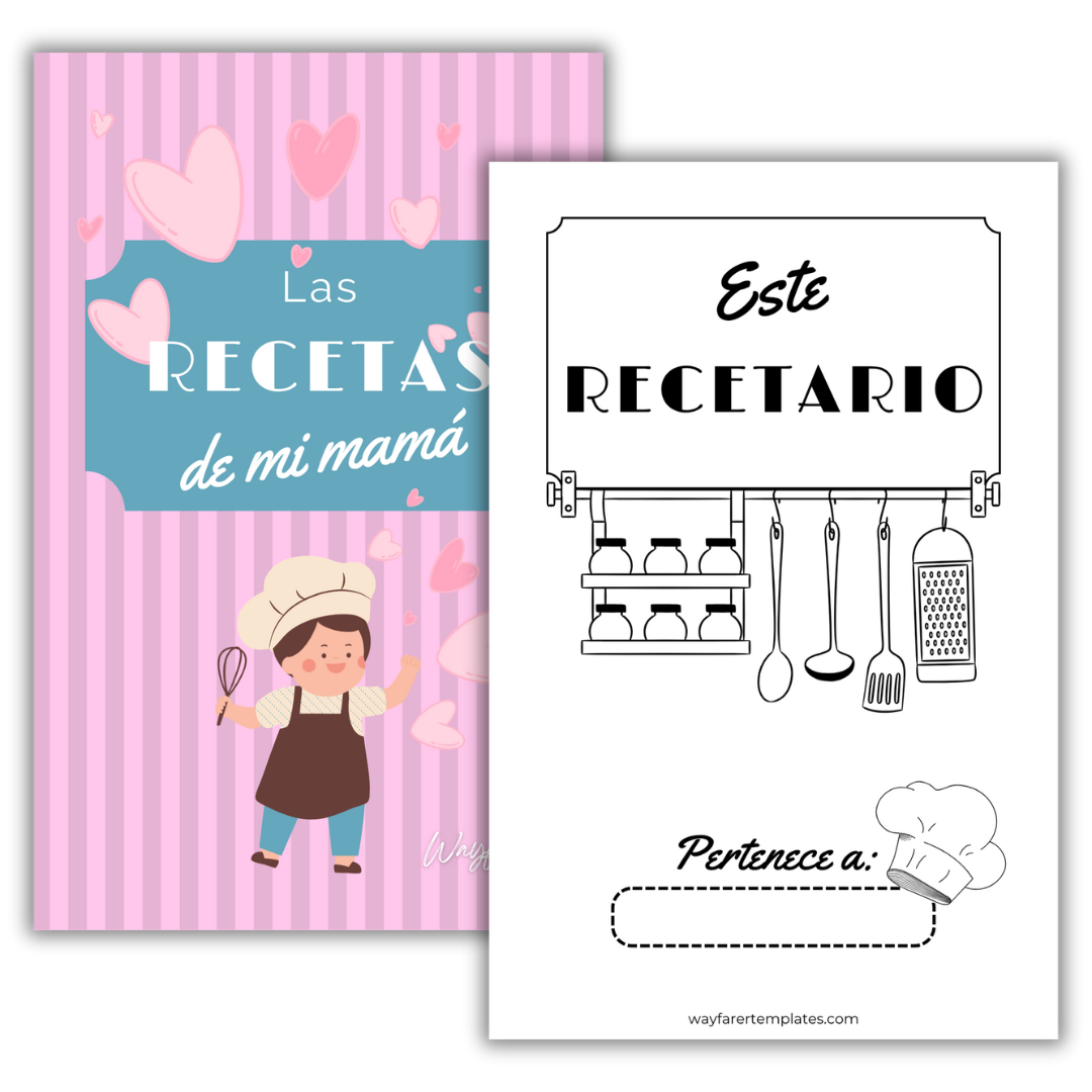 Recetario de cocina plantilla imprimible