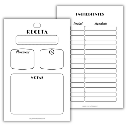 Recetario de cocina plantilla imprimible