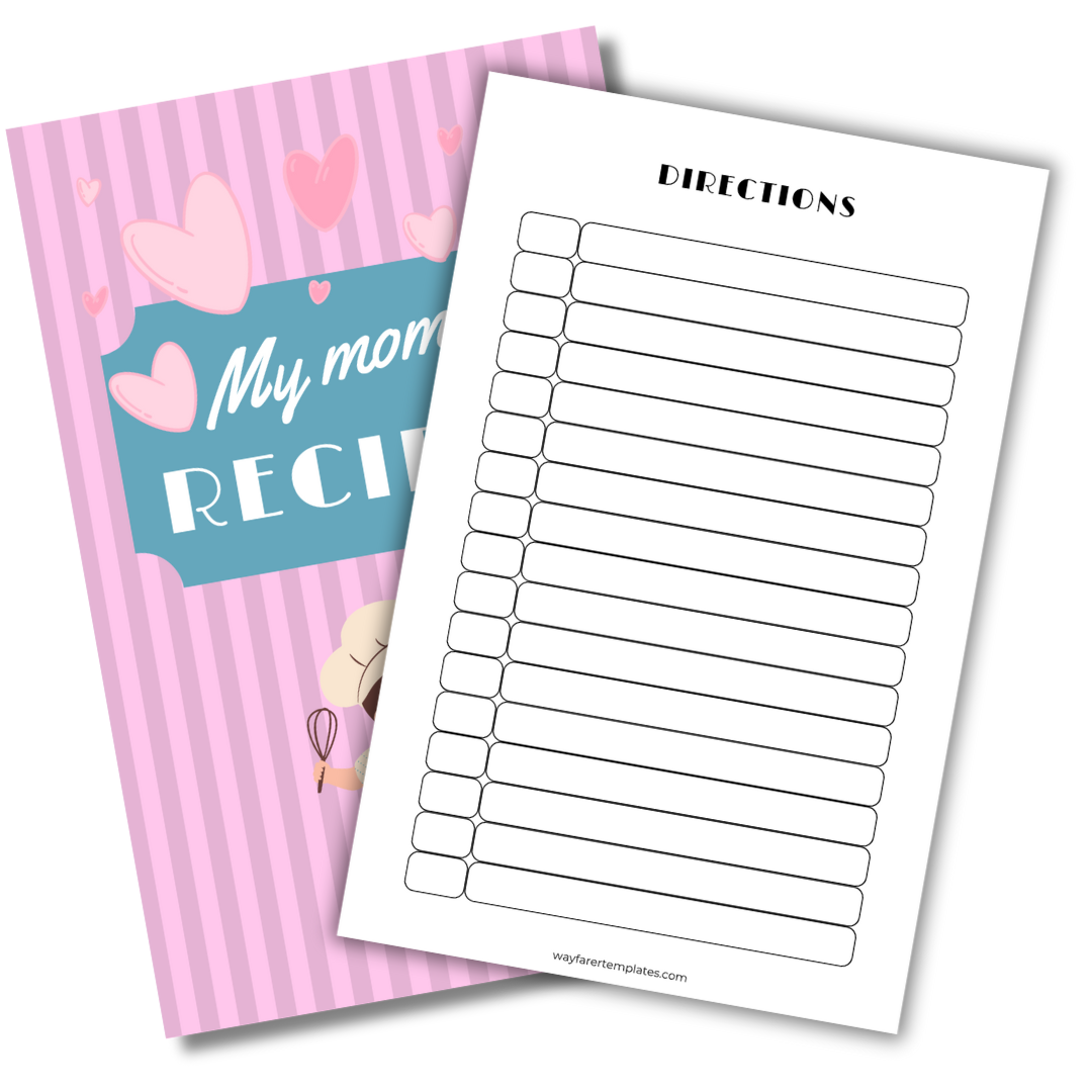 Recipe book printable template