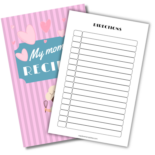 Recipe book printable template