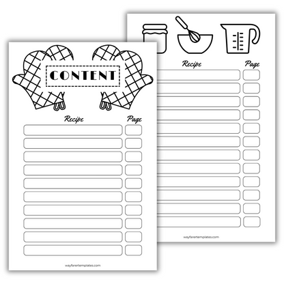 Recipe book printable template
