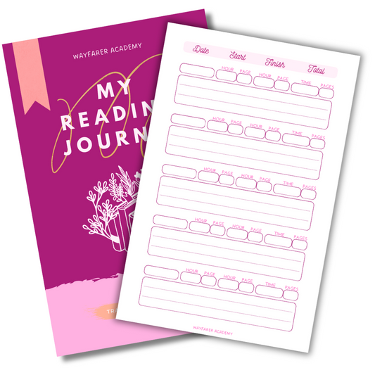 Digital stationery. Printable templates. Reading journal. Pink.