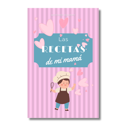 Papelería digital. Plantillas imprimibles. Recetario de cocina para recetas de familiares. Las recetas de mi mamá. Portada.