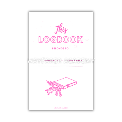 Printable templates. Reading journal. This logbook belongs to page. Digital stationery. Pink color.