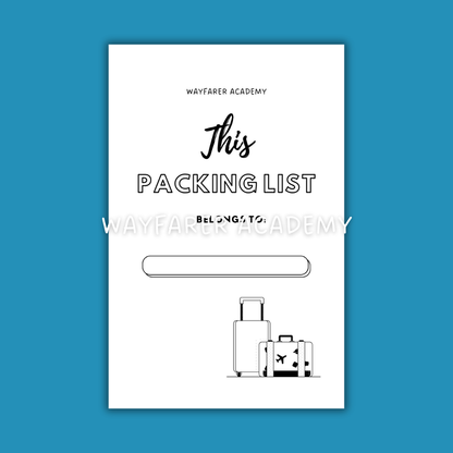 Packing list for traveling